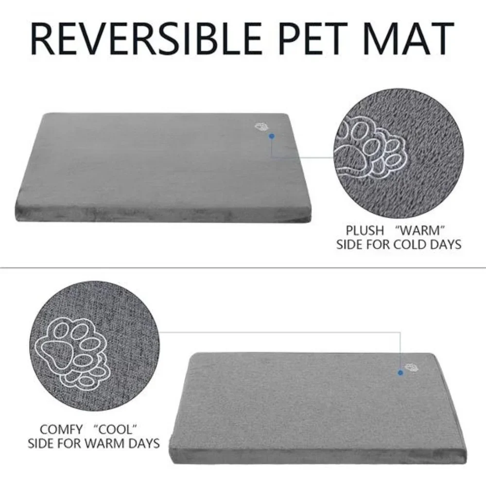 Stylish Dog Bed Mat Dog Crate Pad Mattress Reversible (Cool & Warm), Water Proof